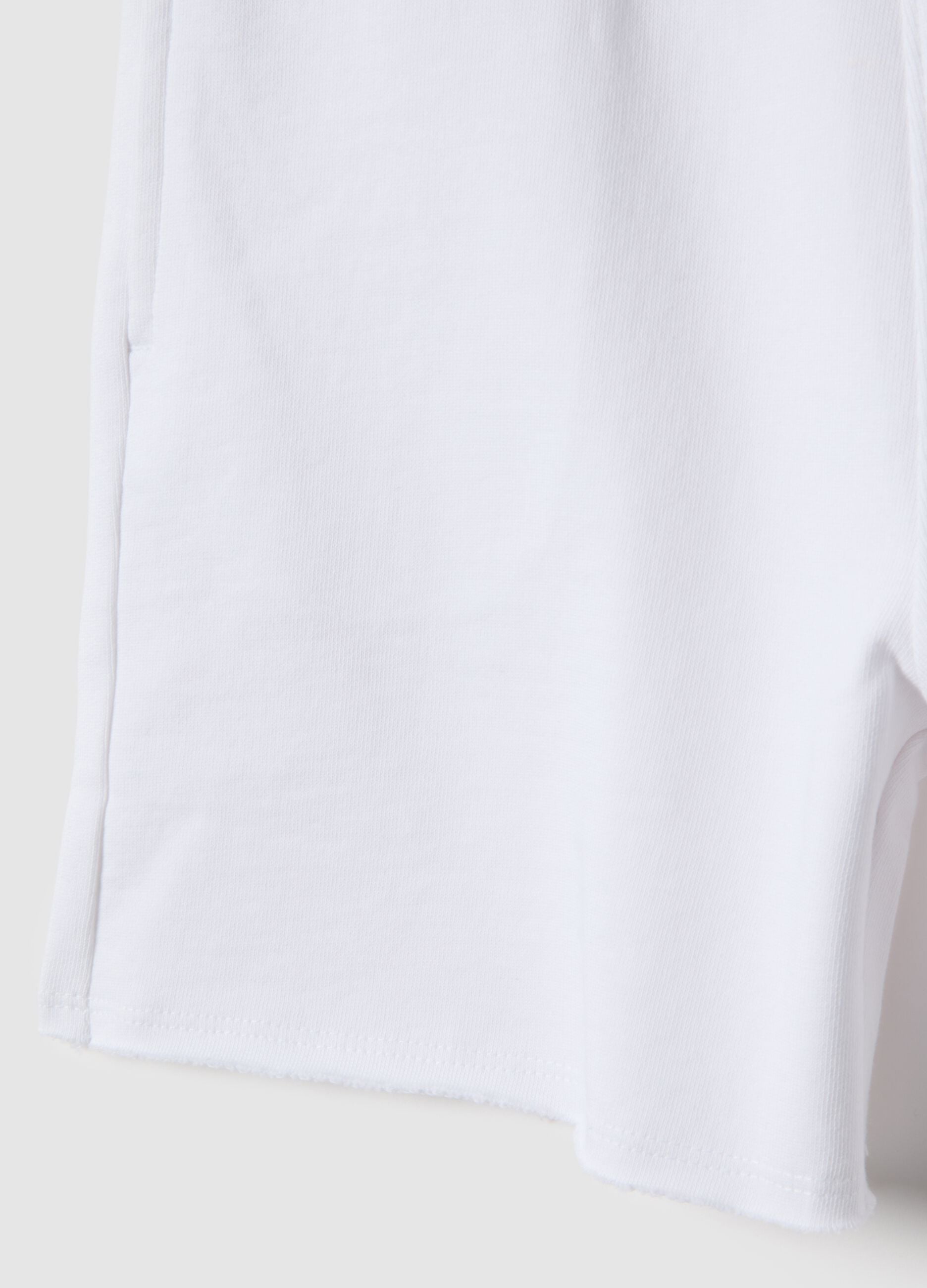 Boys' regular fit white pure cotton short jogger trousers