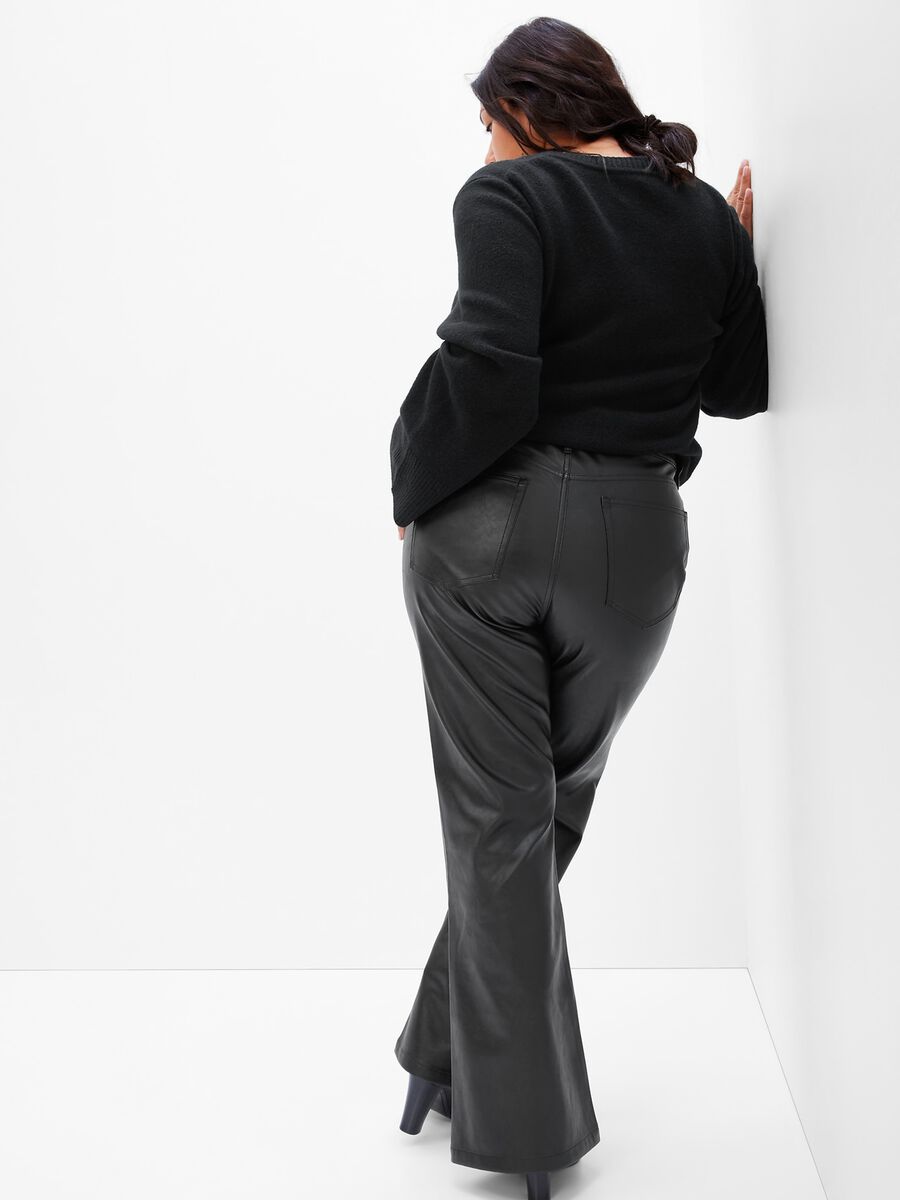 Flare-fit shiny-effect trousers_4