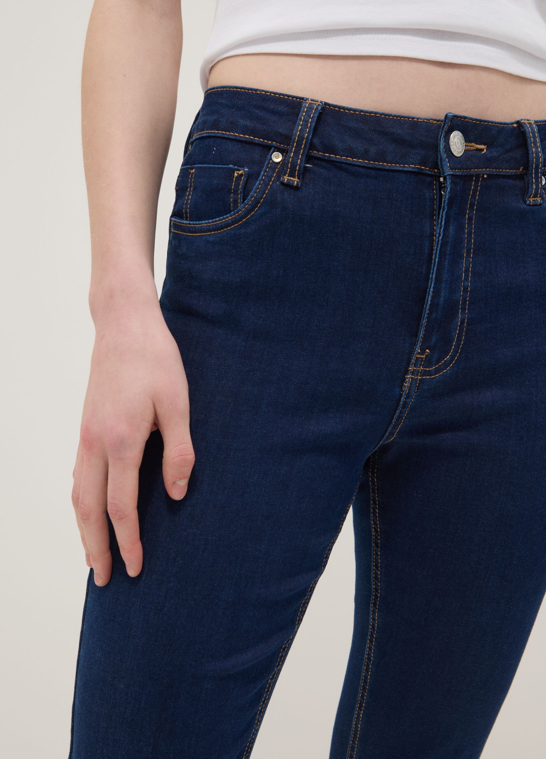 Blue skinny jeans in stretch cotton and viscose