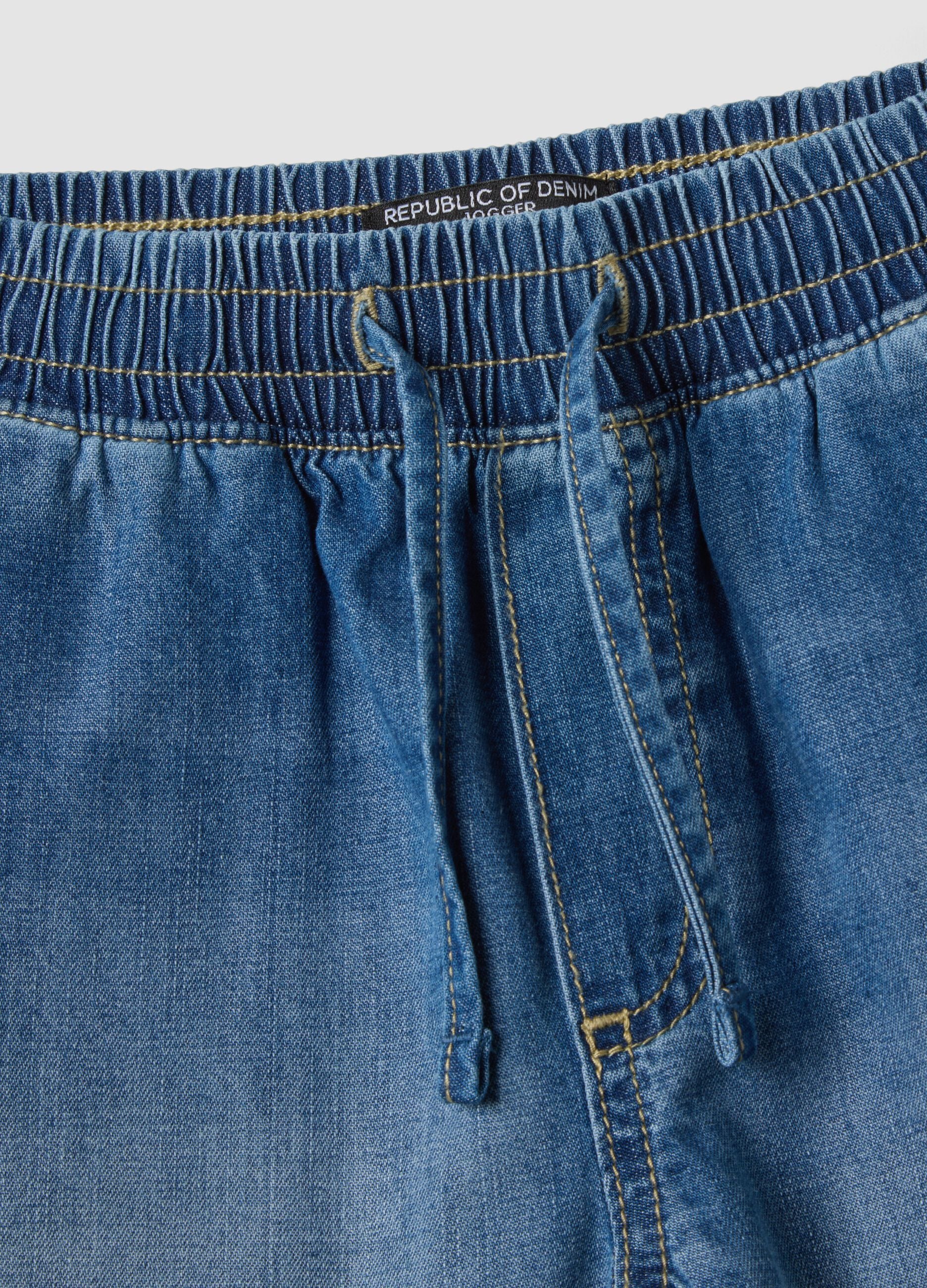 Blue cotton denim shorts for boys, straight fit