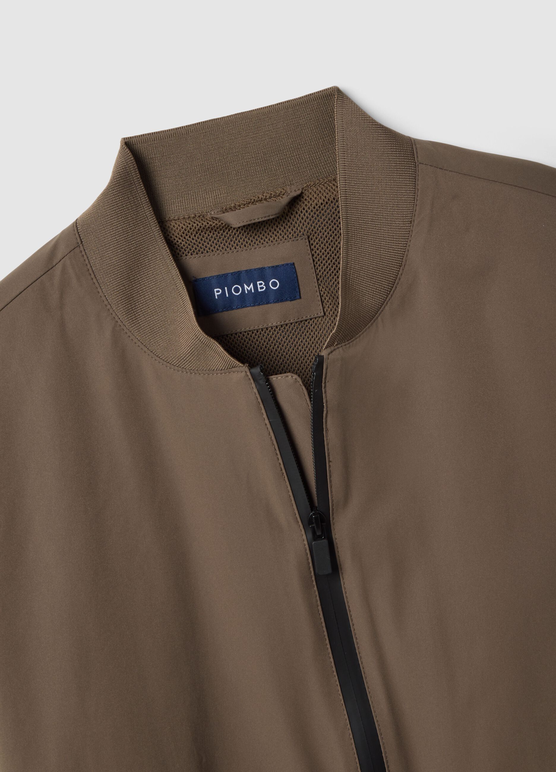 Brown regular fit bomber with full zip