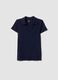 Polo blu in cotone elasticizzato con scollo a V aperto regular fit_4