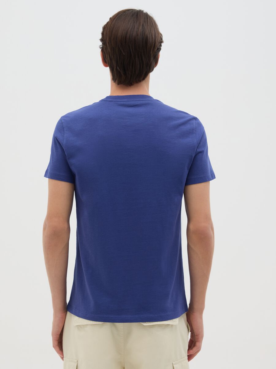 Men&rsquo;s blue fitted T-shirt in cotton_3