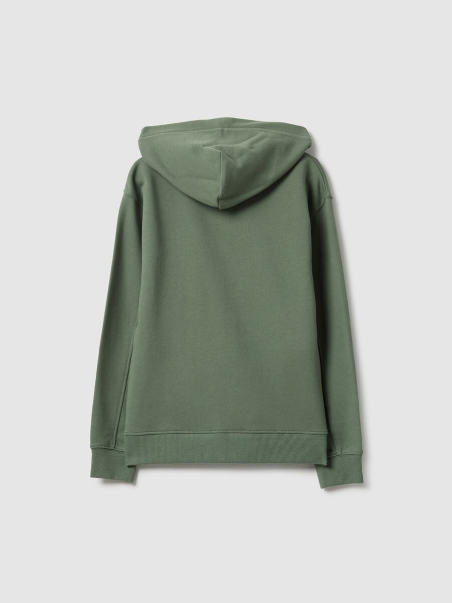 Green cotton hoodie for boys with oversized fit and zip_4