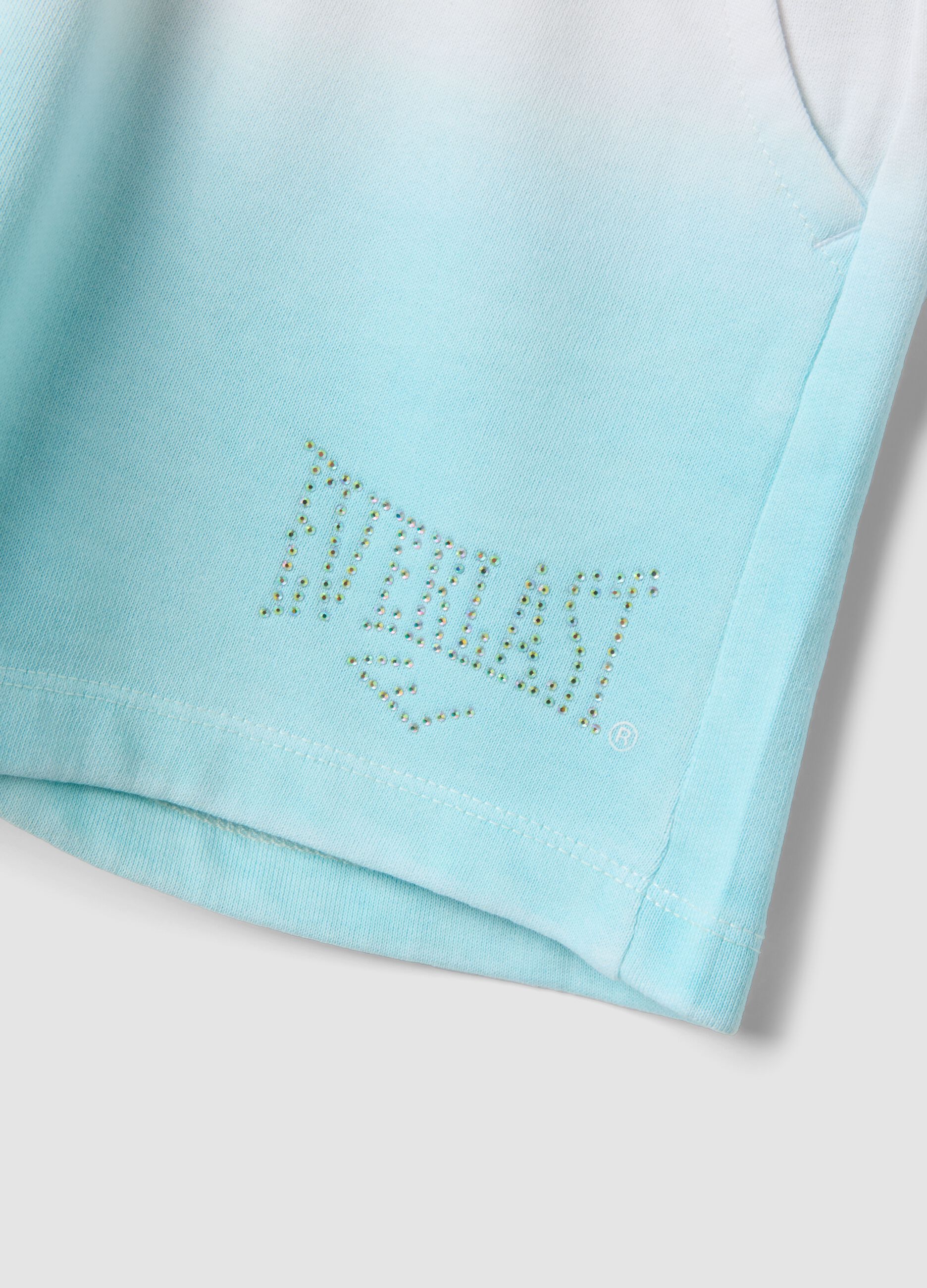 Light blue cotton-blend shorts with elasticated waist for girls, regular fit