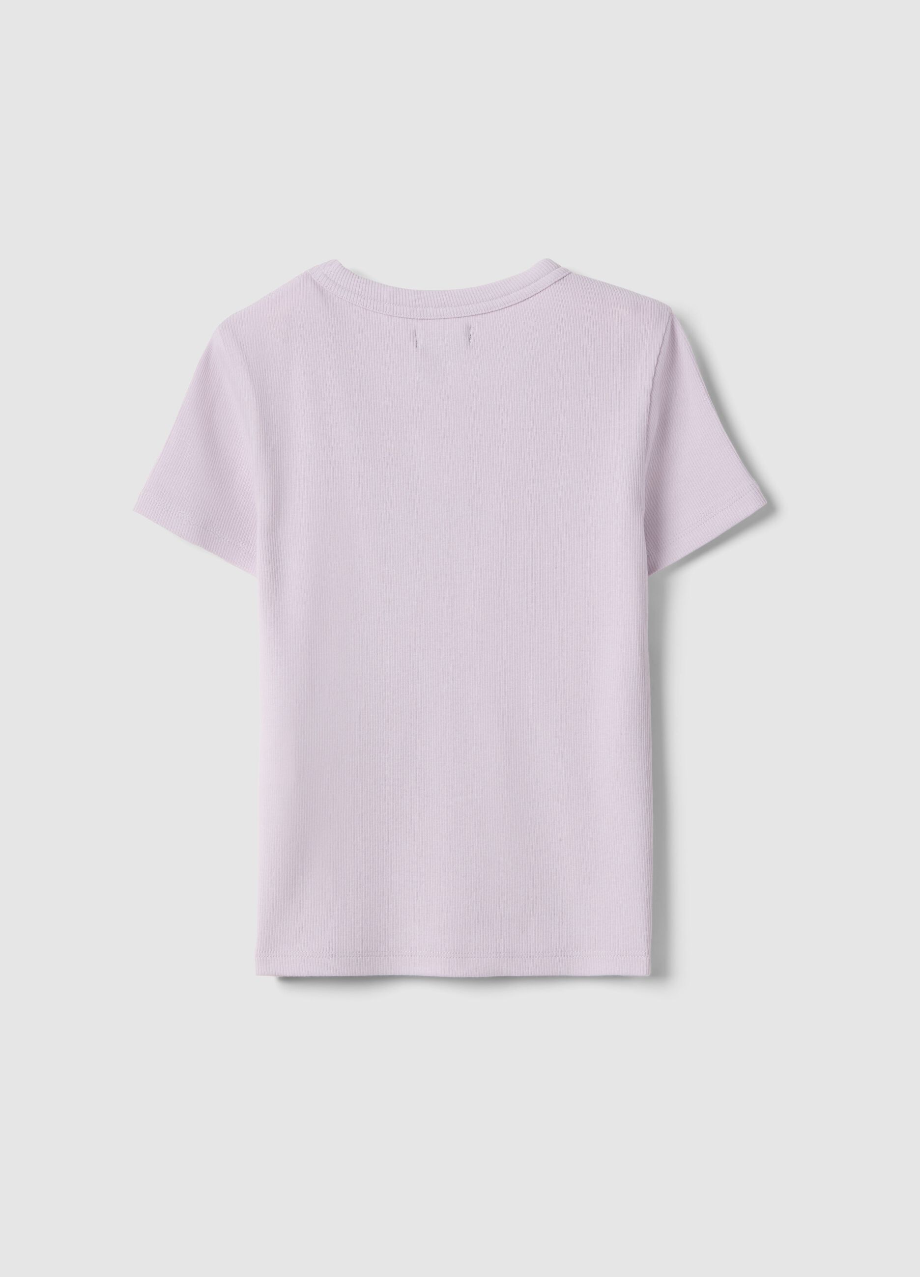 Purple stretch cotton fitted T-shirt for girls
