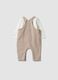 White and beige organic cotton baby set with dungarees_1