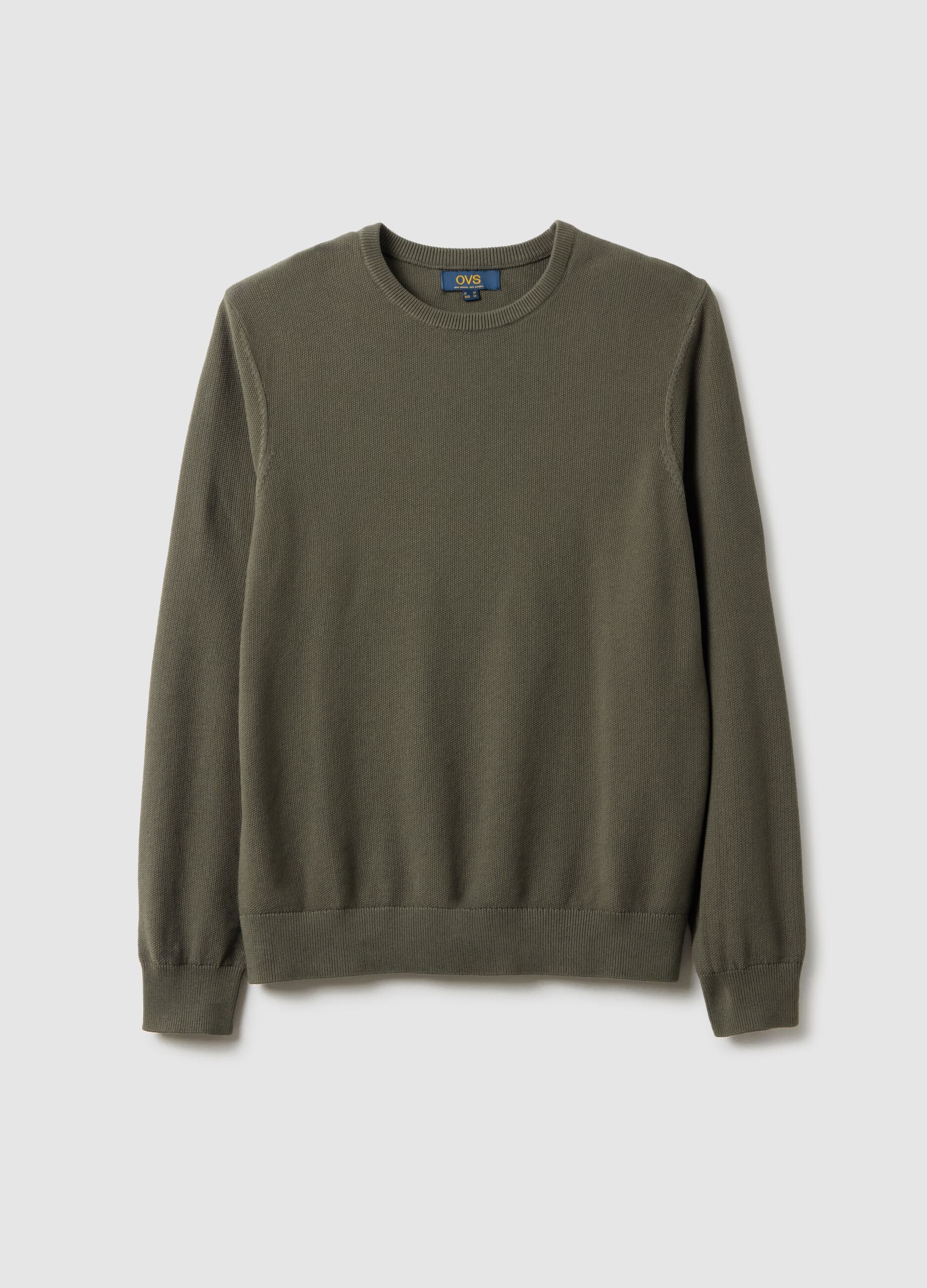 Green Crew Neck Sweater in Pure Cotton Regular Fit