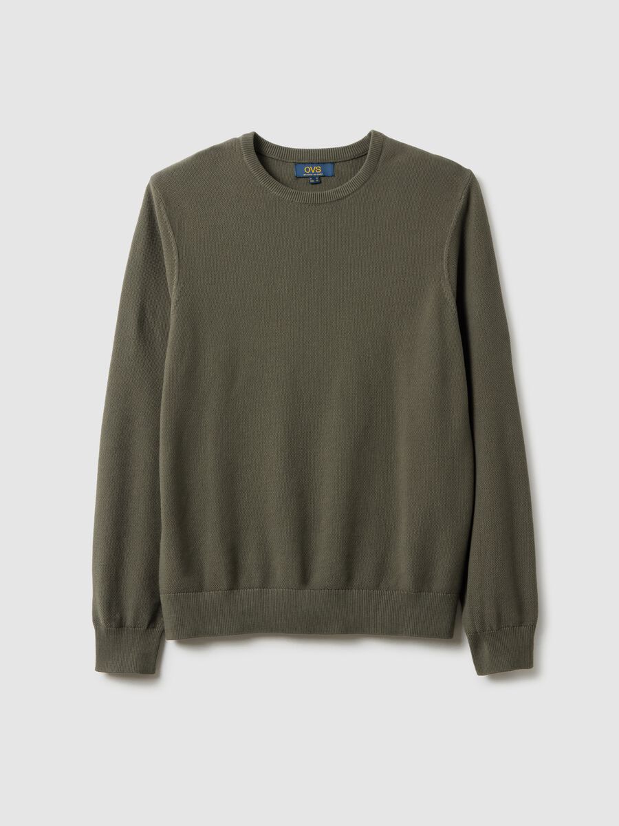 Maglione girocollo verde in puro cotone regular fit_4