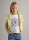 Girls' White Regular Fit Stretch Cotton T-shirt with Print_0