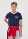 Blue organic cotton T-shirt with print, relaxed fit for boys_0