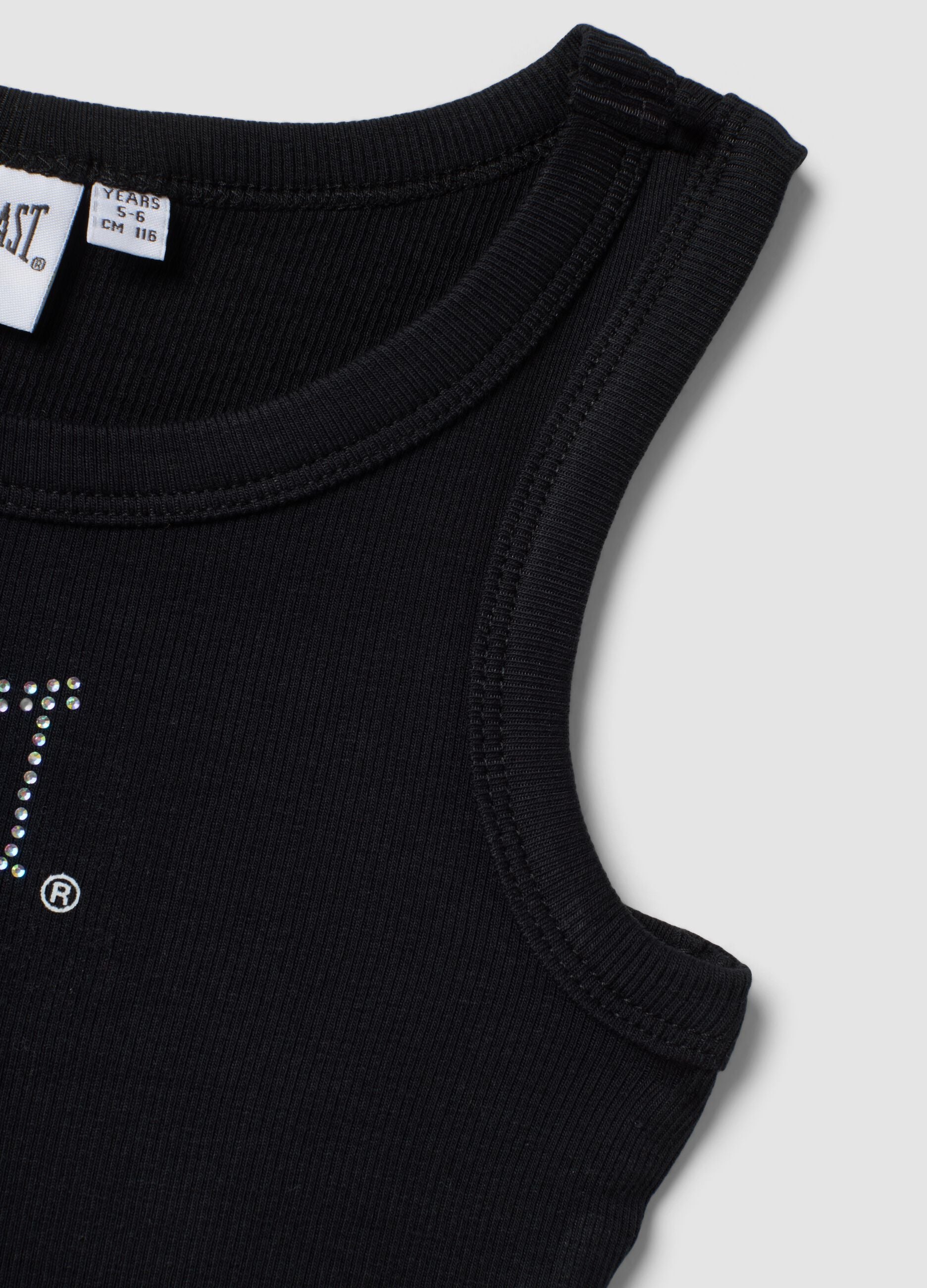 Black stretch cotton tank top