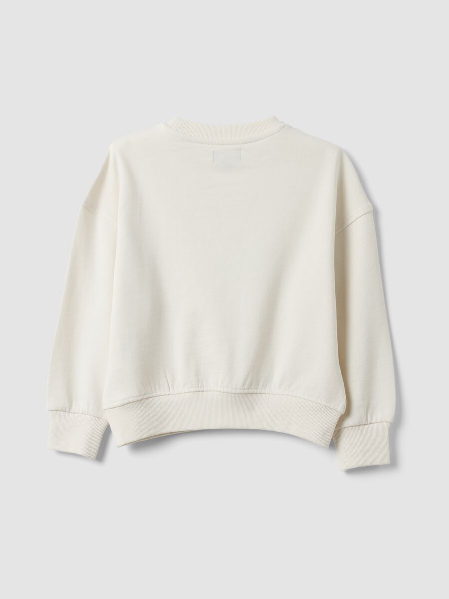 White pure cotton sweatshirt with star print, regular fit, for girls_1