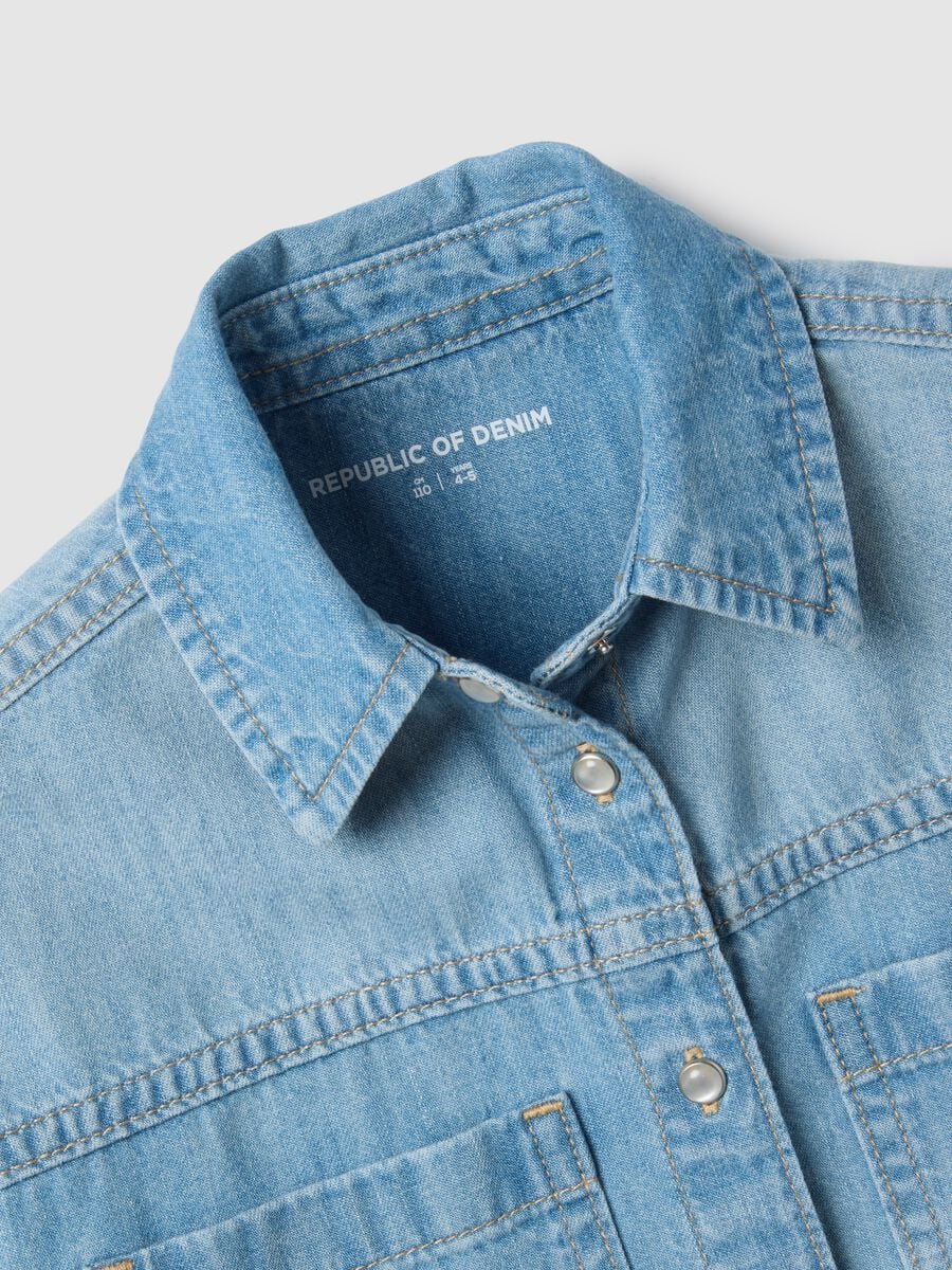 Girls' Blue Pure Cotton Shirt Regular Fit_2