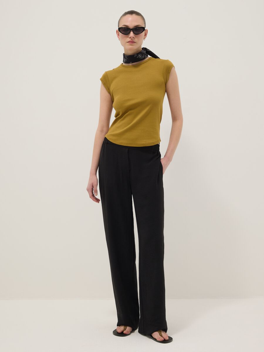 Yellow short sleeve pure cotton regular fit T-shirt_2