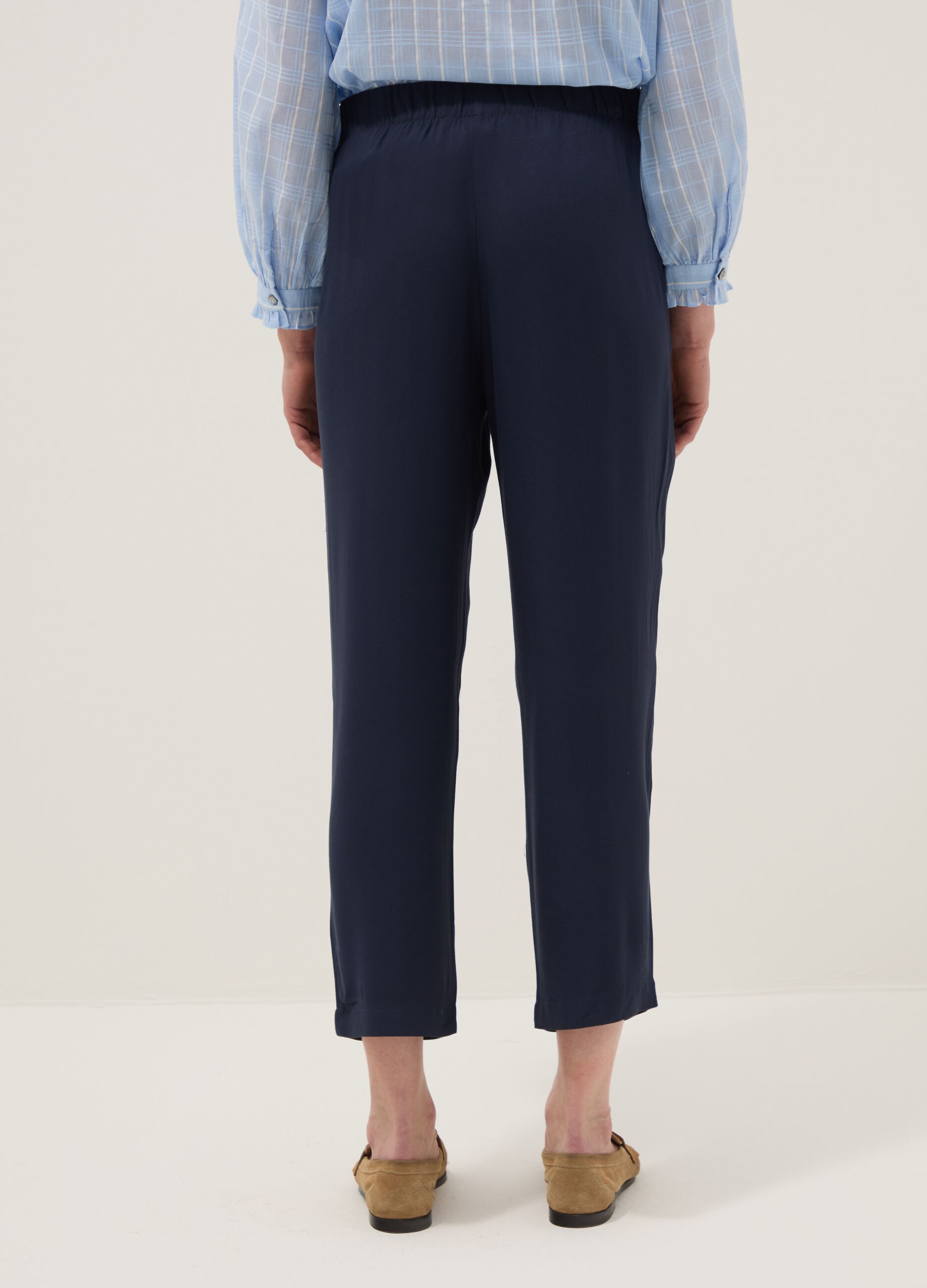 Blue jogger trousers in pure viscose with regular fit