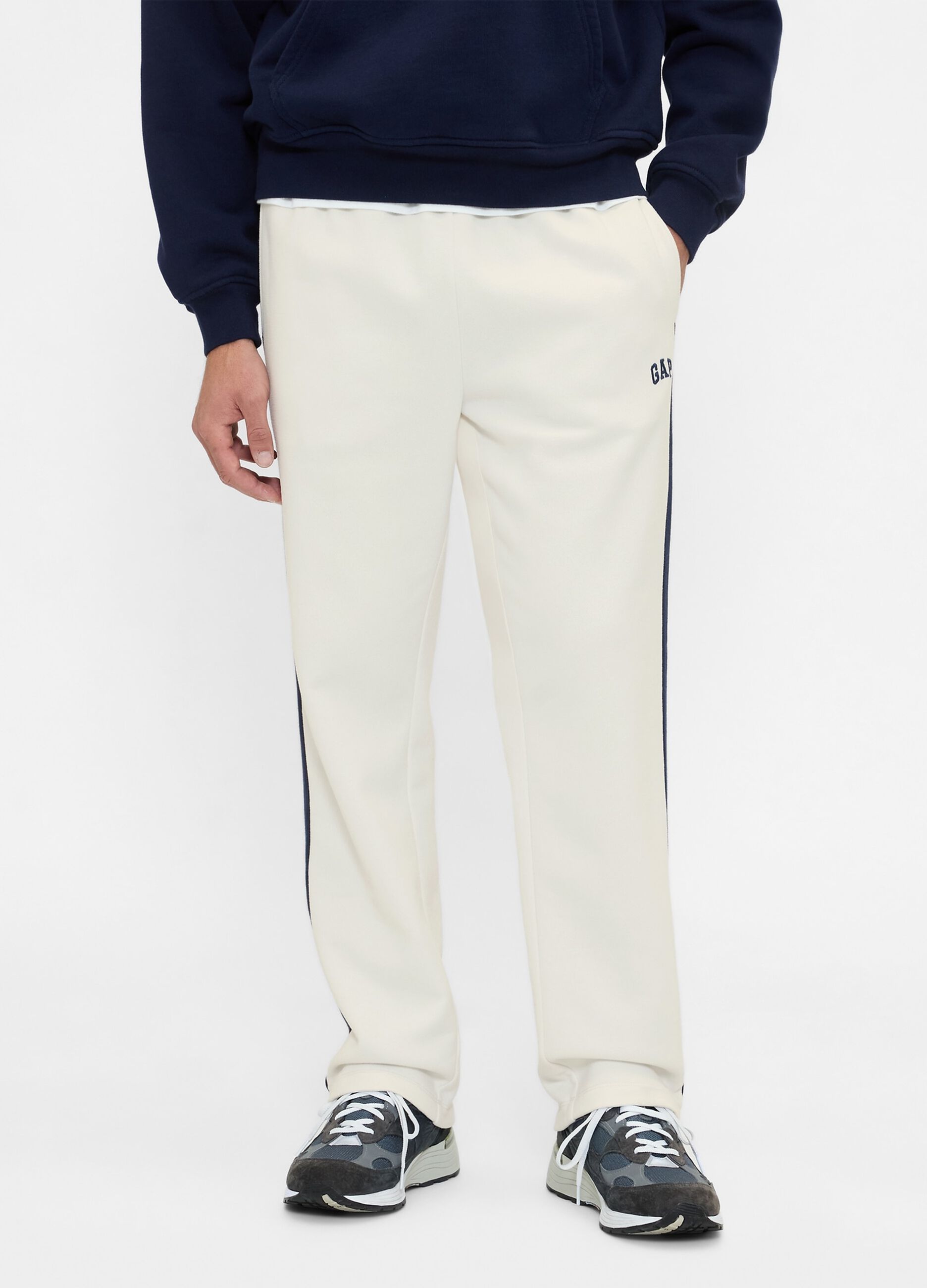 Men's White Trousers in Cotton and Polyester Blend