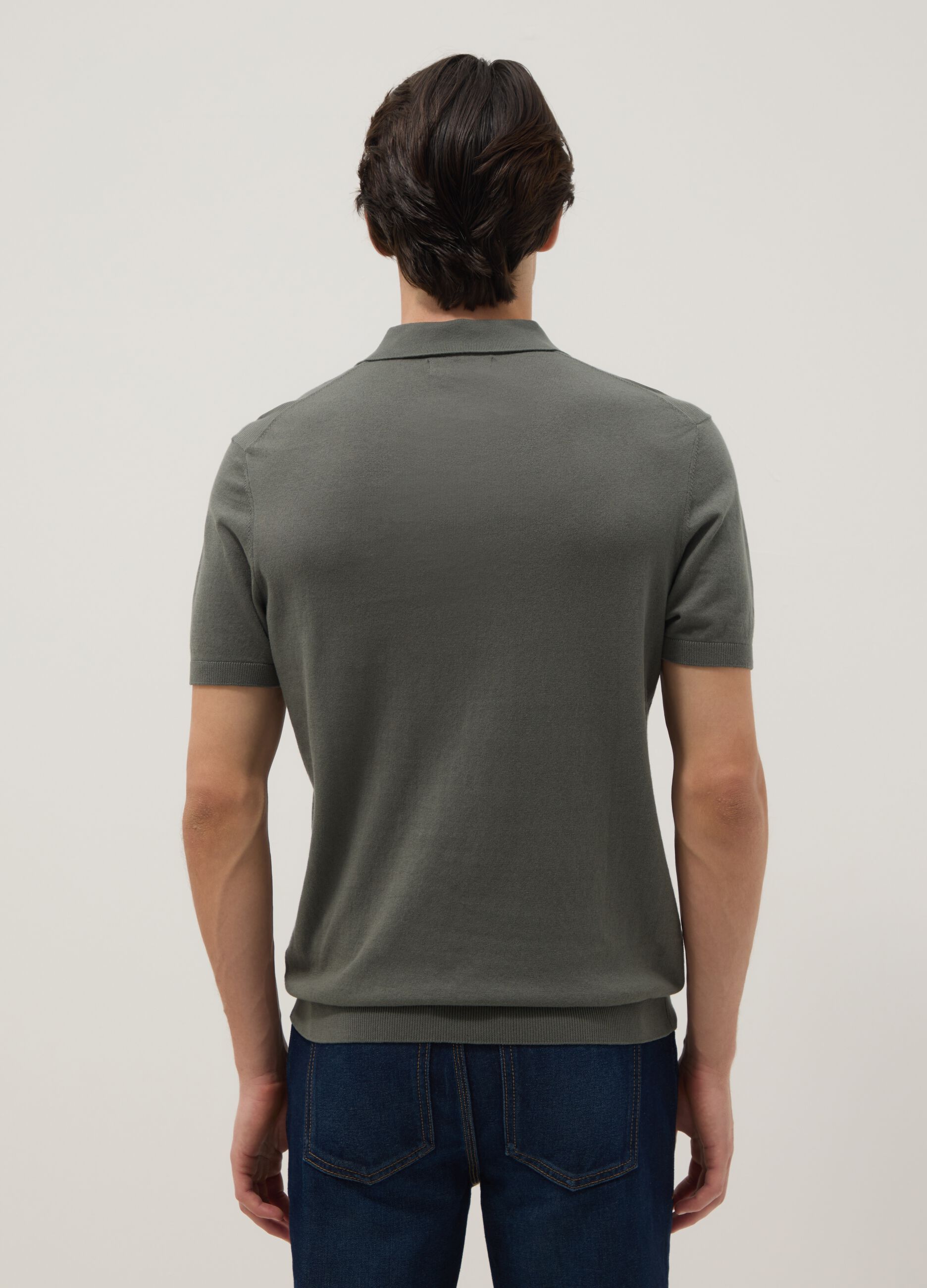 Grey pure cotton polo shirt regular fit