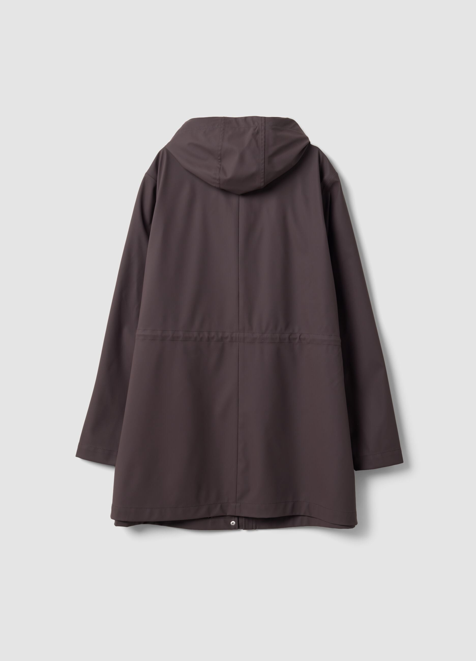 Purple rain jacket with hood, zip and popper fastening, regular fit