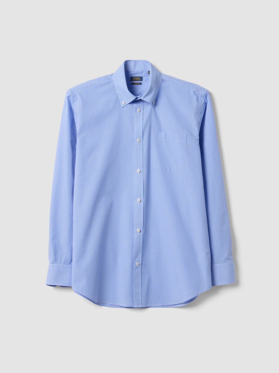 Light blue cotton-blend shirt with button-down collar, easy-iron, regular fit_4