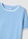 Blue viscose blend regular fit t-shirt with contrasting collar_5