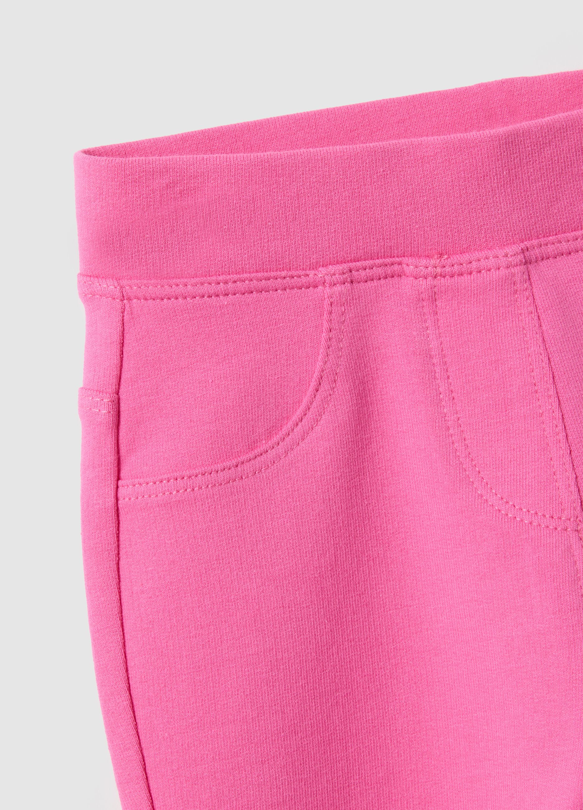 Slim fit pink stretch cotton trousers for girls