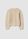 Girl's regular fit perforated cardigan in pure beige cotton_1