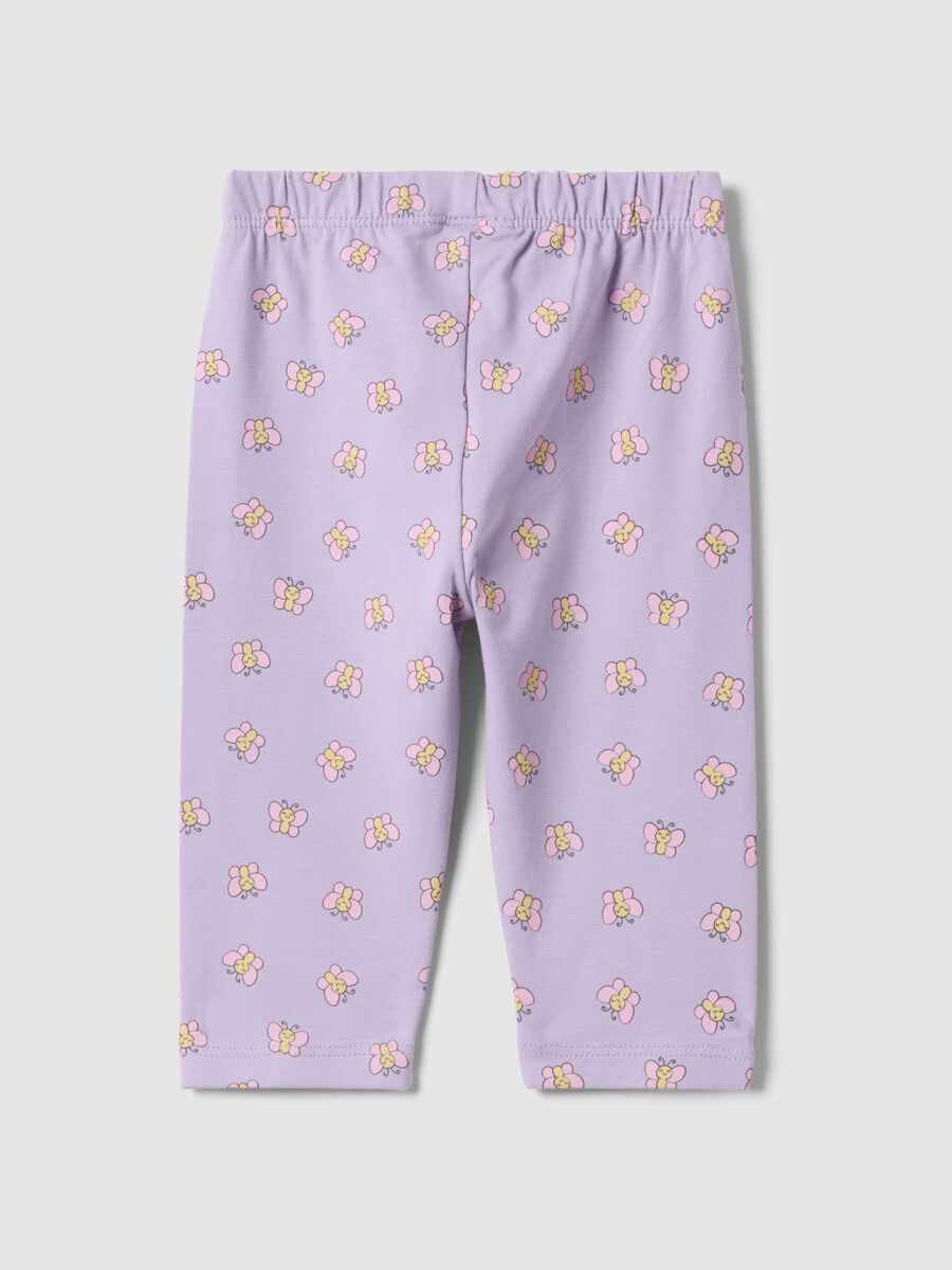 Lilac stretch cotton leggings for girls with butterflies_1