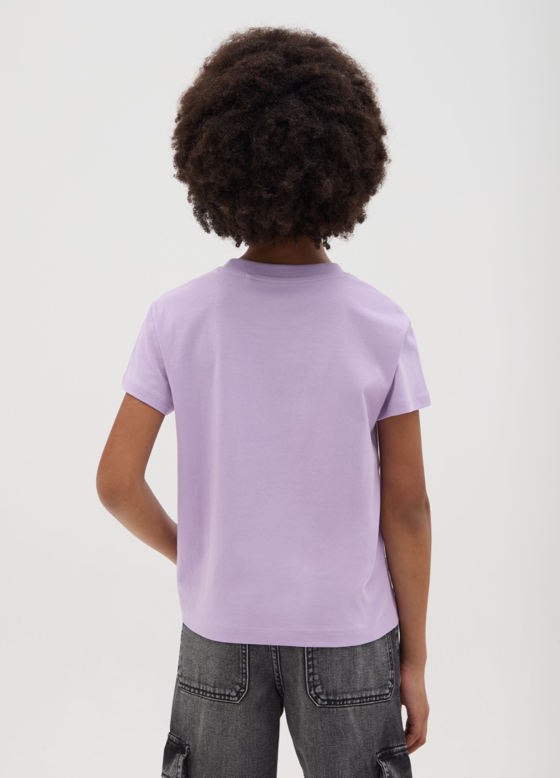 Girls&rsquo; purple regular fit T-shirt in 100% cotton