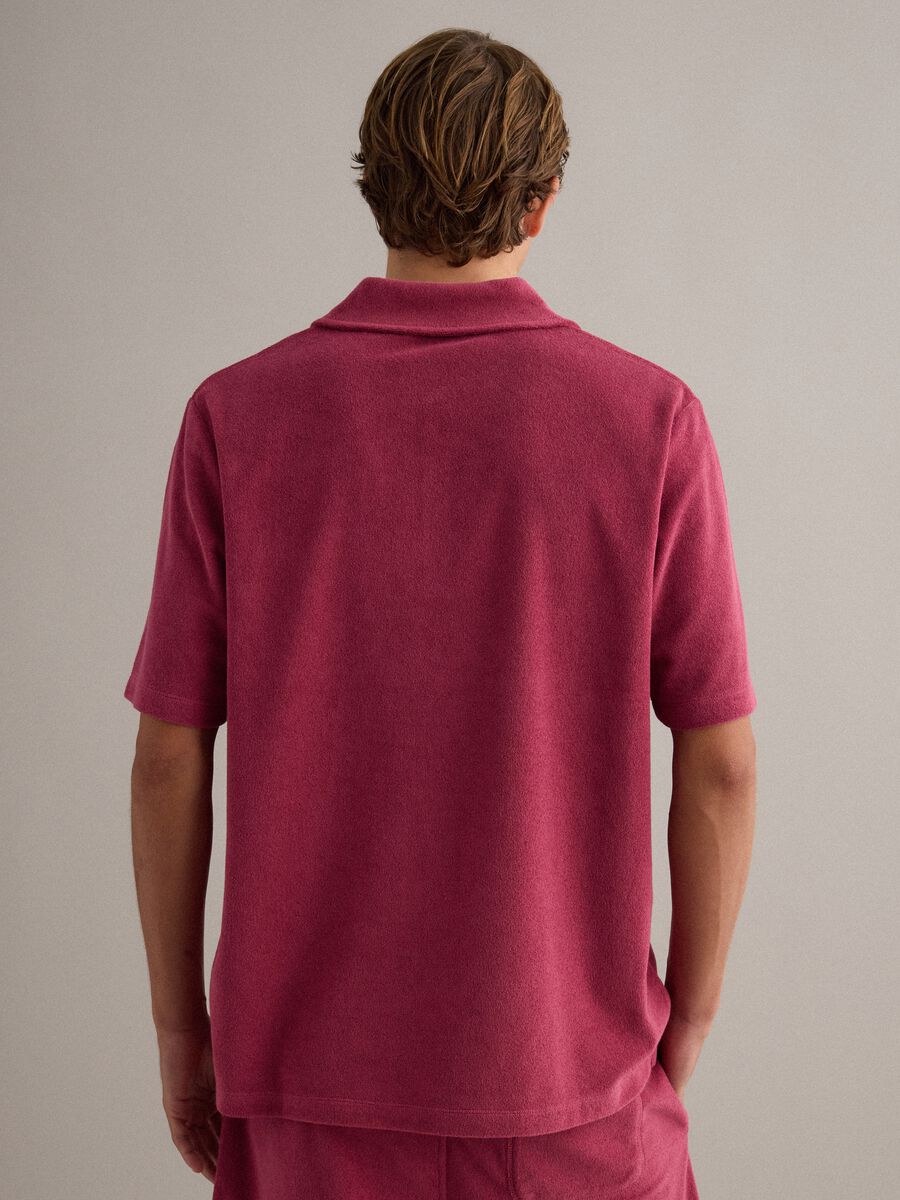 Red cotton-blend polo shirt_3