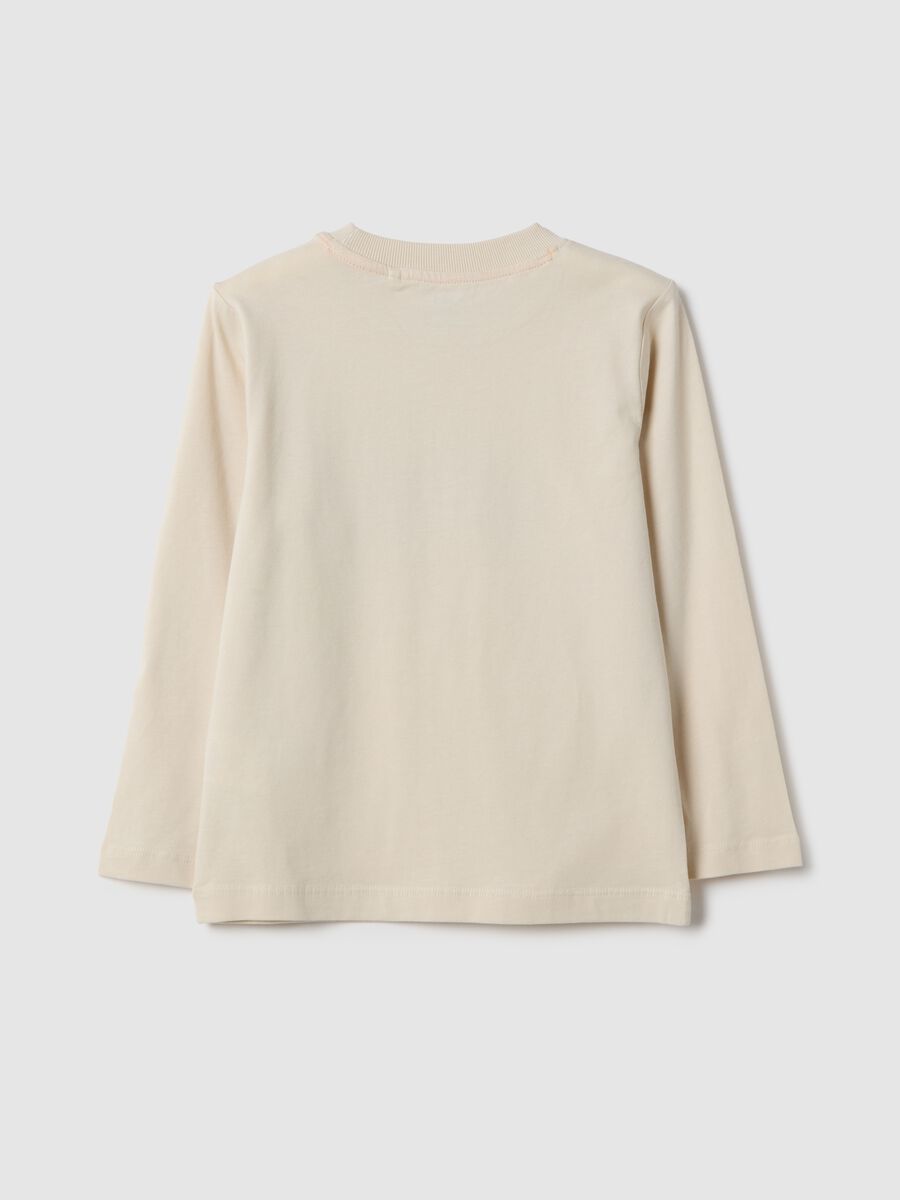 Beige pure cotton regular fit t-shirt with print_1