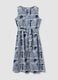 Blue pure cotton dress with print and matching belt, regular fit_4