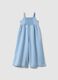 Girl's Regular Fit Light Blue Denim Cotton Blend Overalls_1