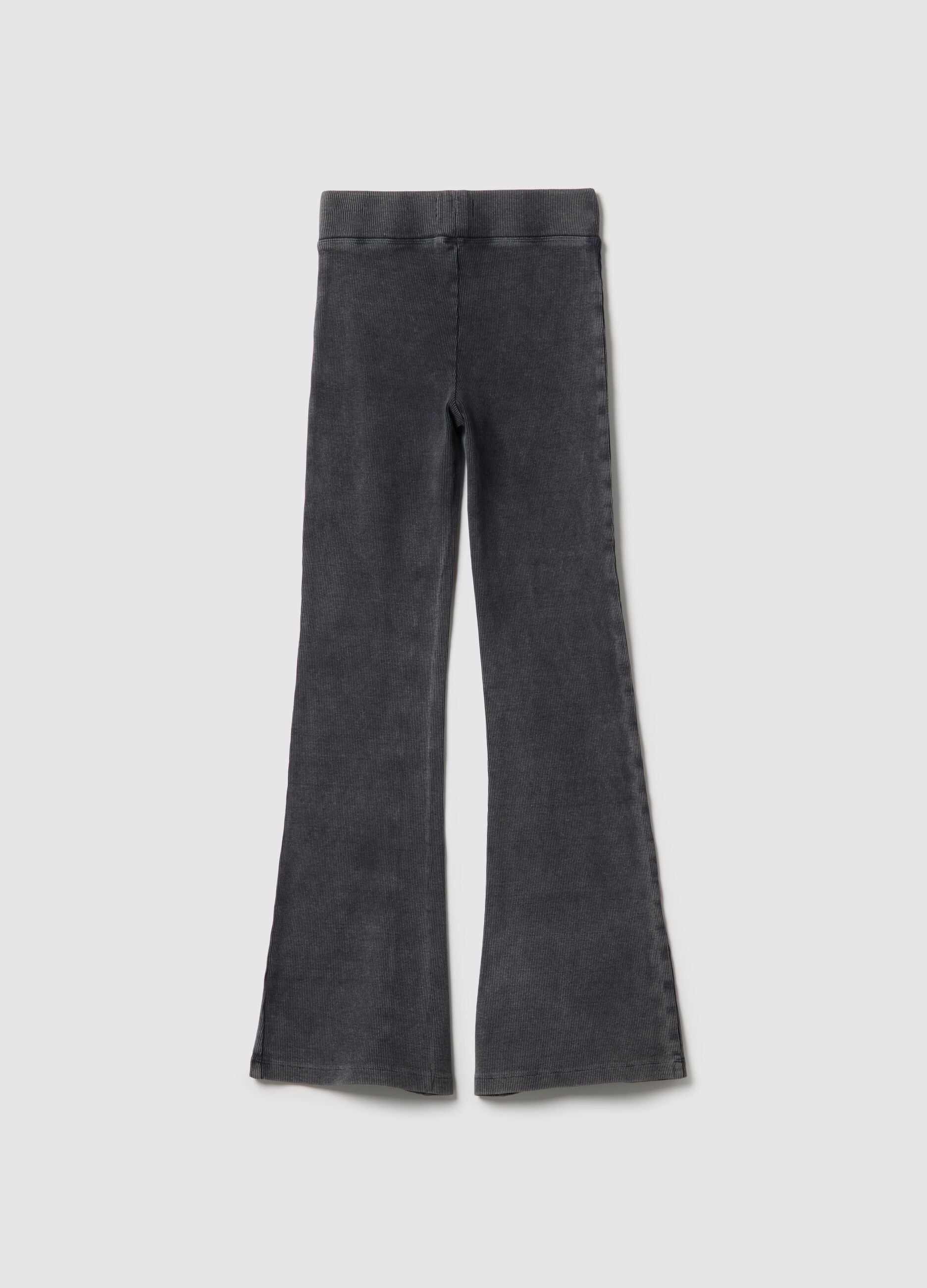 Grey Stretch Cotton Slim Fit Leggings for Girls