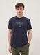 Blue pure cotton T-shirt with front print, regular fit_0