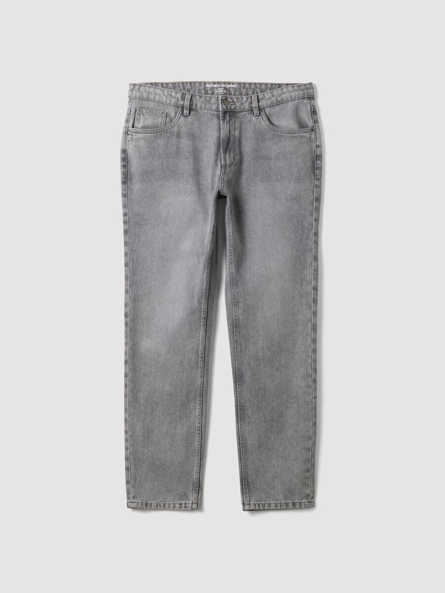 Grey slim-fit jeans in cotton and viscose blend_0
