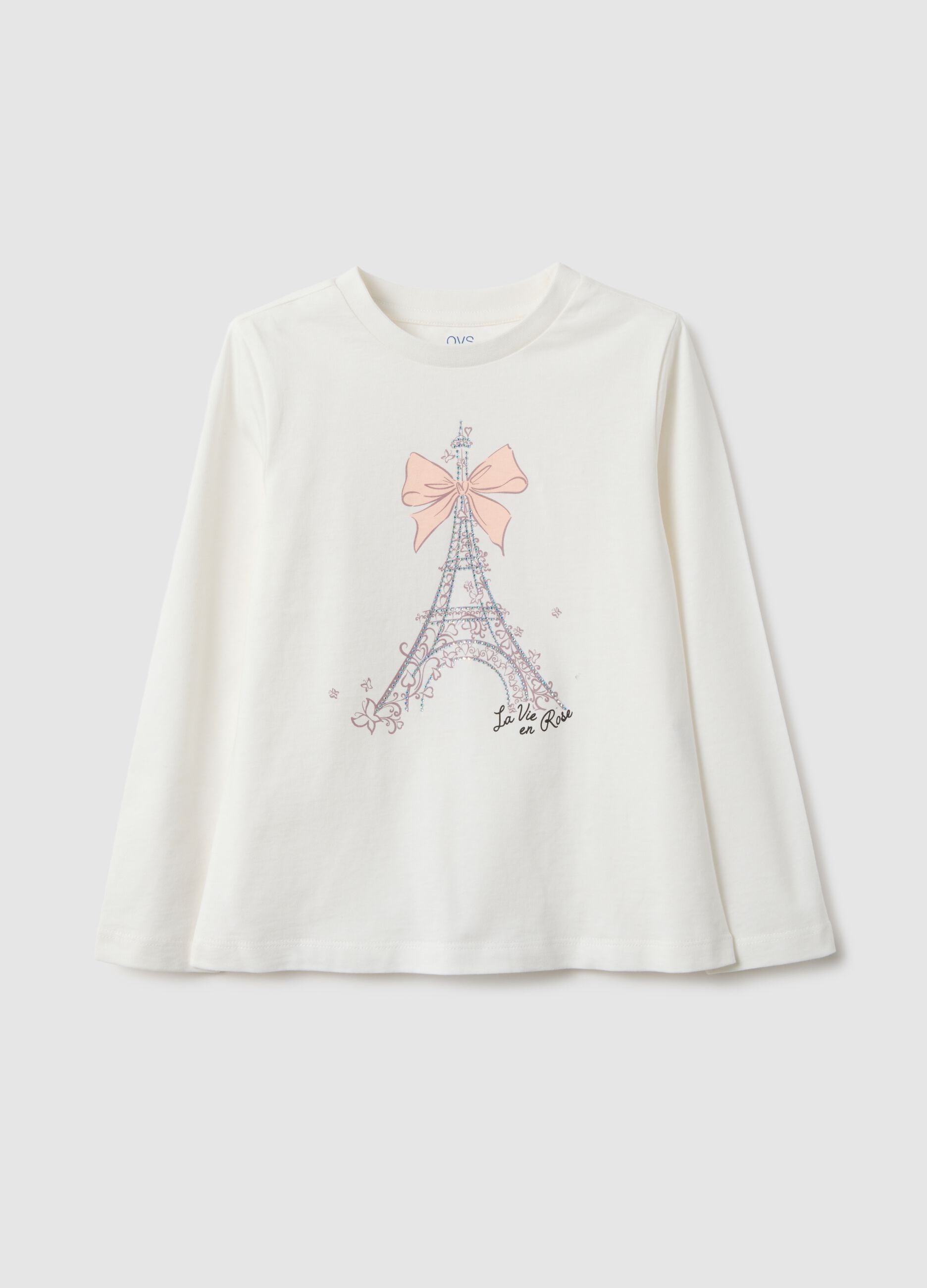 Girls' white pure cotton regular fit T-shirt