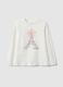 Girls' white pure cotton regular fit T-shirt_0