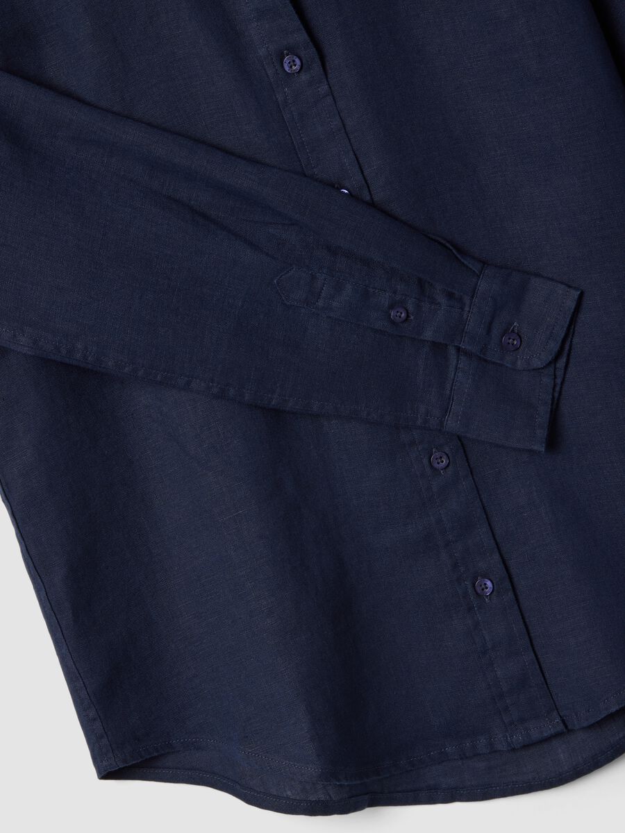 Pure blue linen shirt regular fit_5