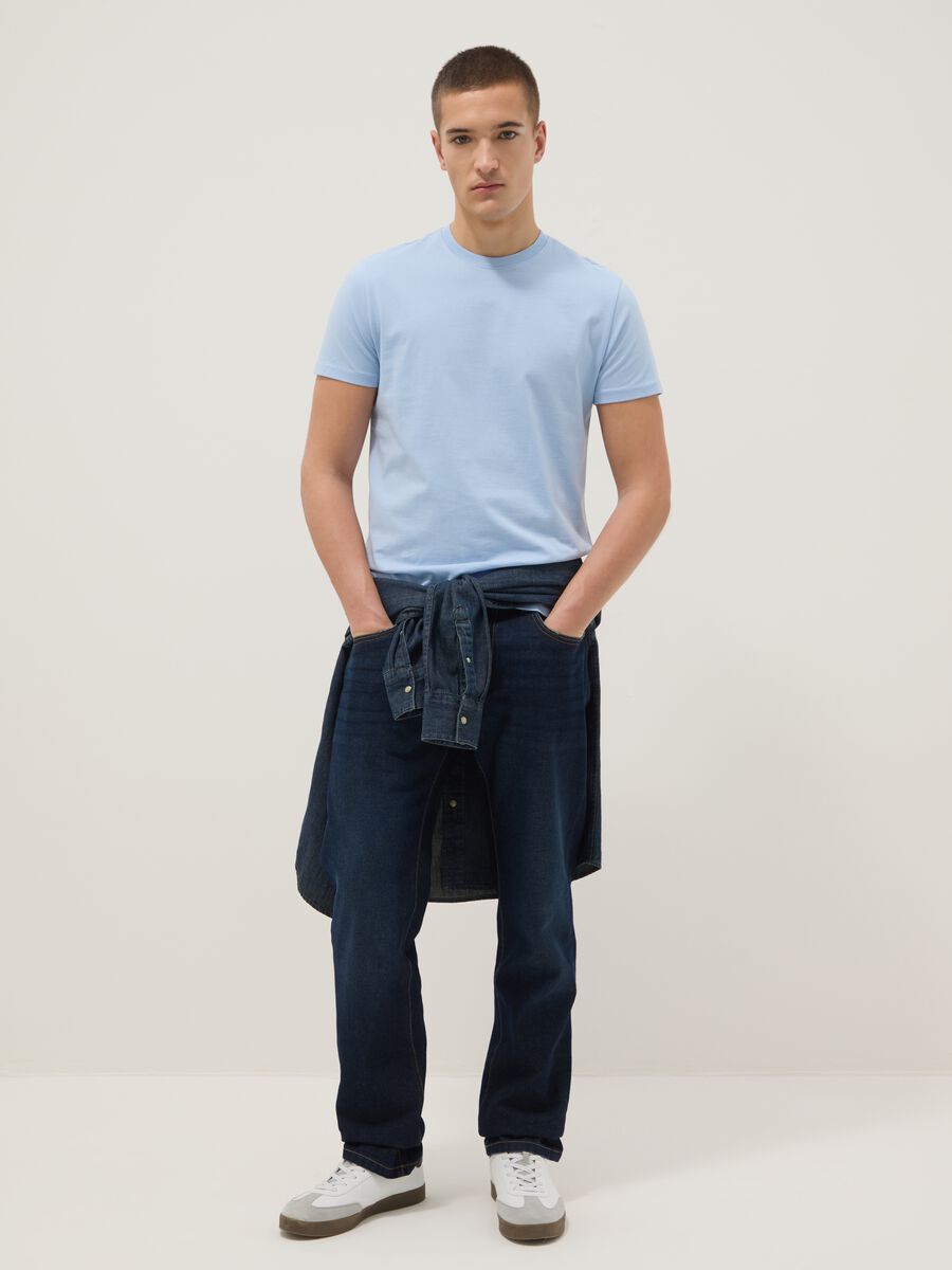 Sky blue pure cotton T-shirt_2