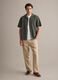 Green short-sleeve pure organic cotton shirt with bowling collar, regular fit_1