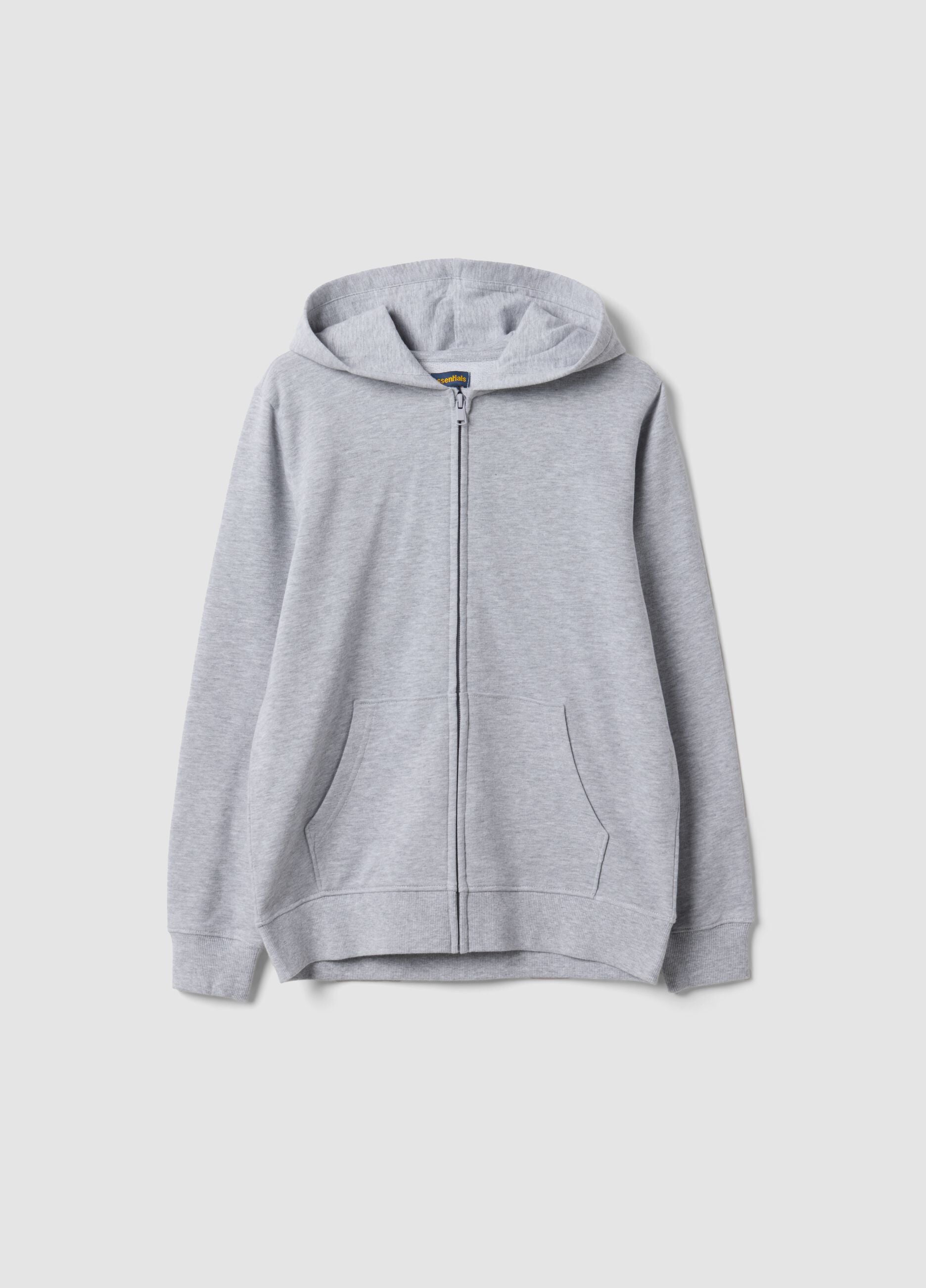 Grey hooded sweatshirt in 100% organic cotton, regular fit, for boys