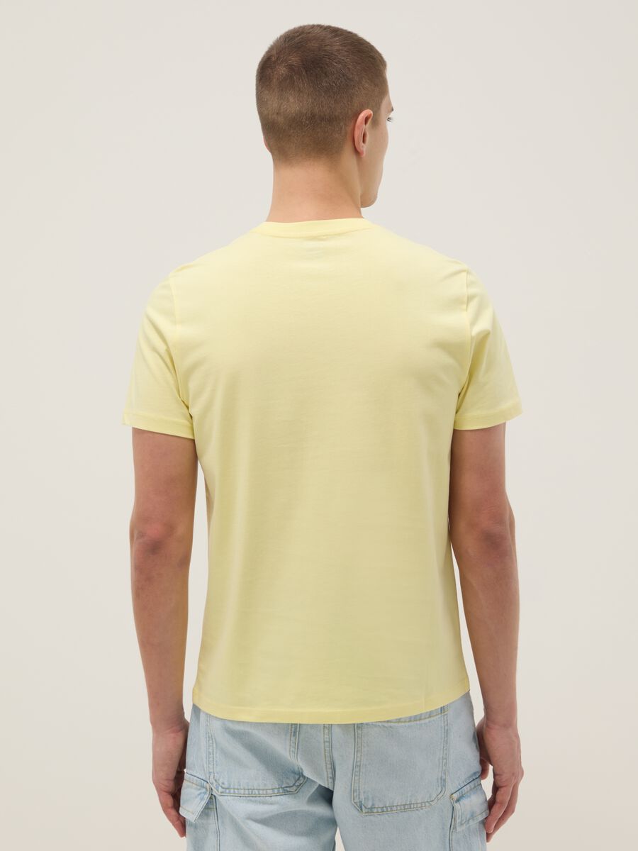 Yellow regular fit short sleeve pure cotton T-shirt_2
